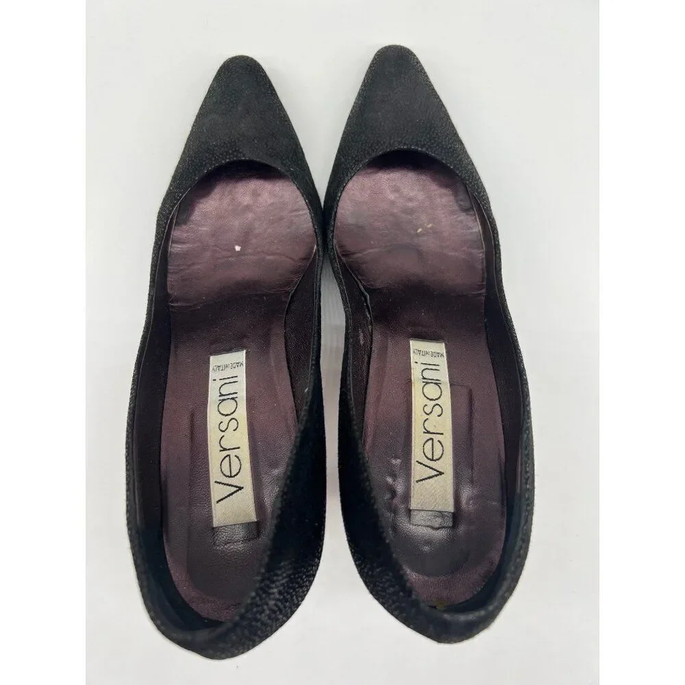 Versani Women Black Textured Suede Pump Size 7.5